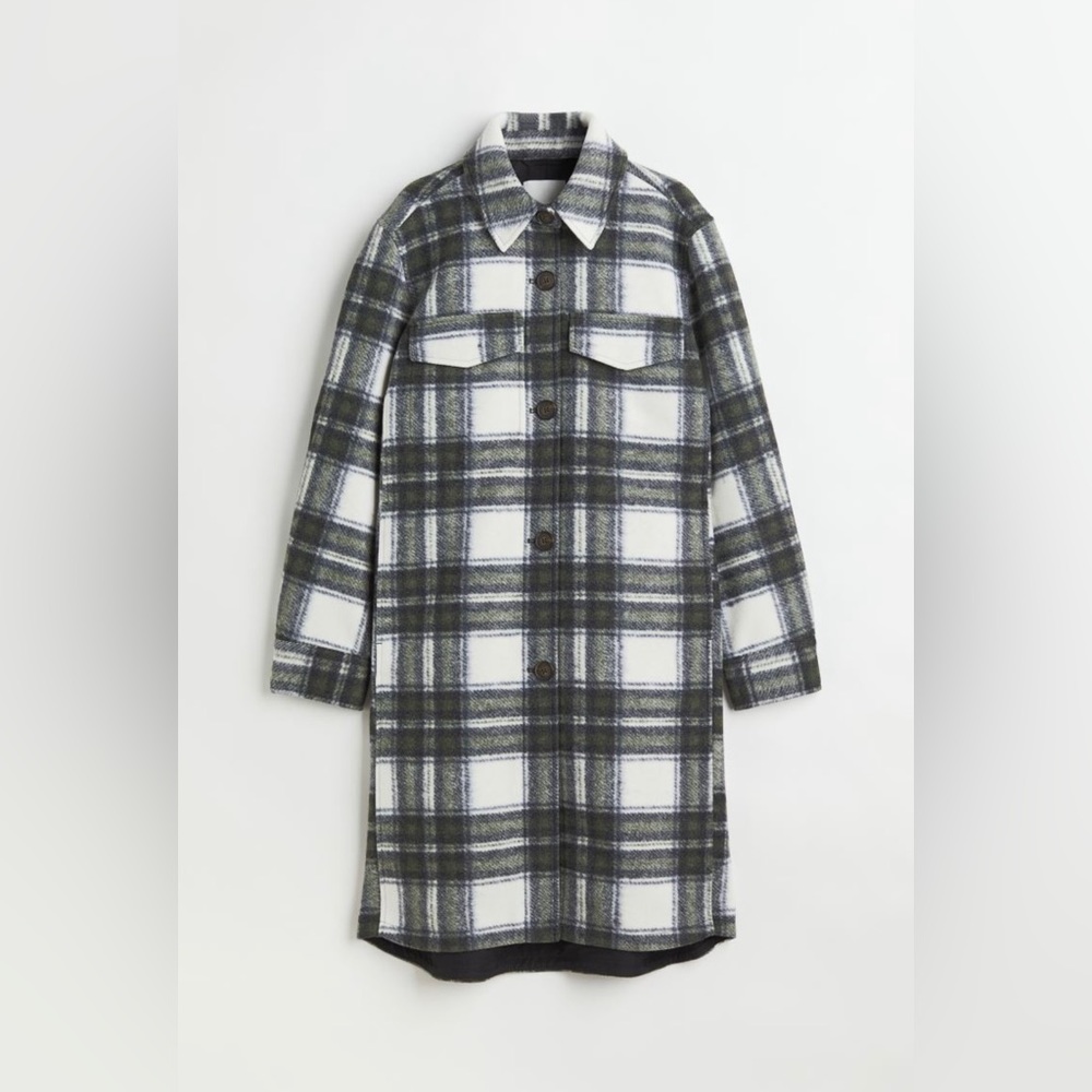 H&M long plaid coat